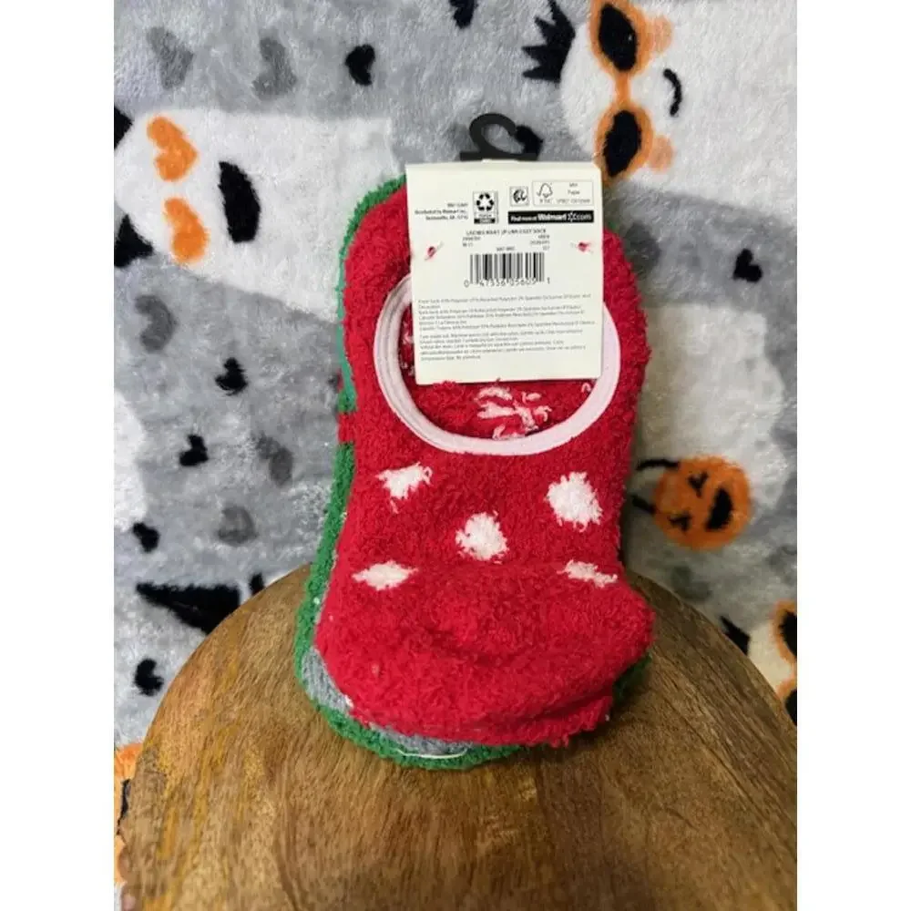 Holiday Fuzzy Ballerina Socks 2 Pair Set Cat Christmas NWT Size 4-10